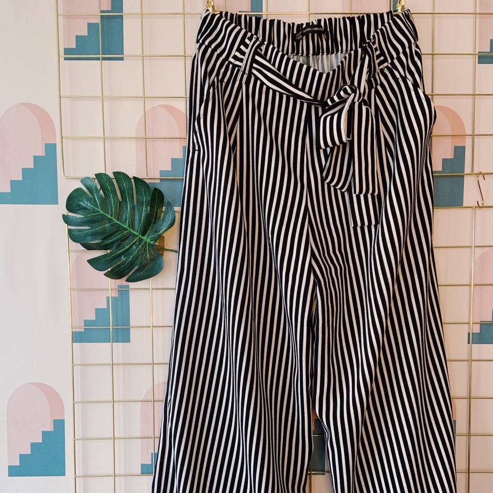Zara stripped wide flare bottoms